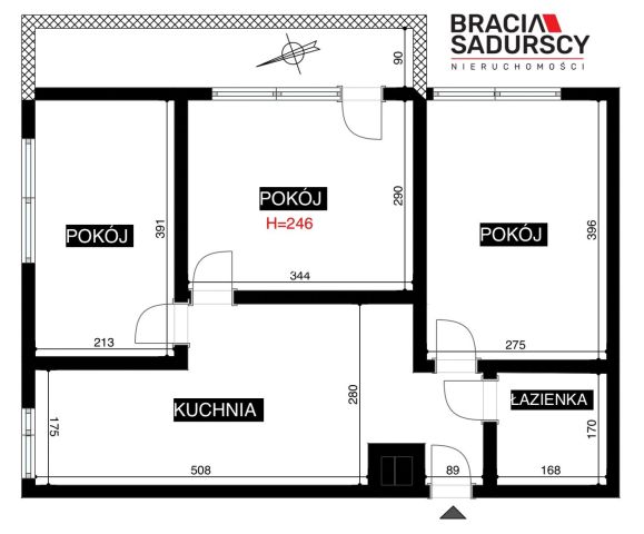 Mieszkanie 3-pokojowe Kraków Grzegórzki, al. Pokoju. Zdjęcie 3