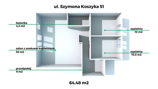 Mieszkanie 3-pokojowe Opole Zaodrze, ul. Szymona Koszyka. Zdjęcie 16