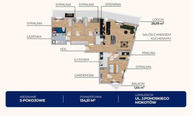 Mieszkanie 5-pokojowe Warszawa Mokotów, ul. Jana Pohoskiego. Zdjęcie 14