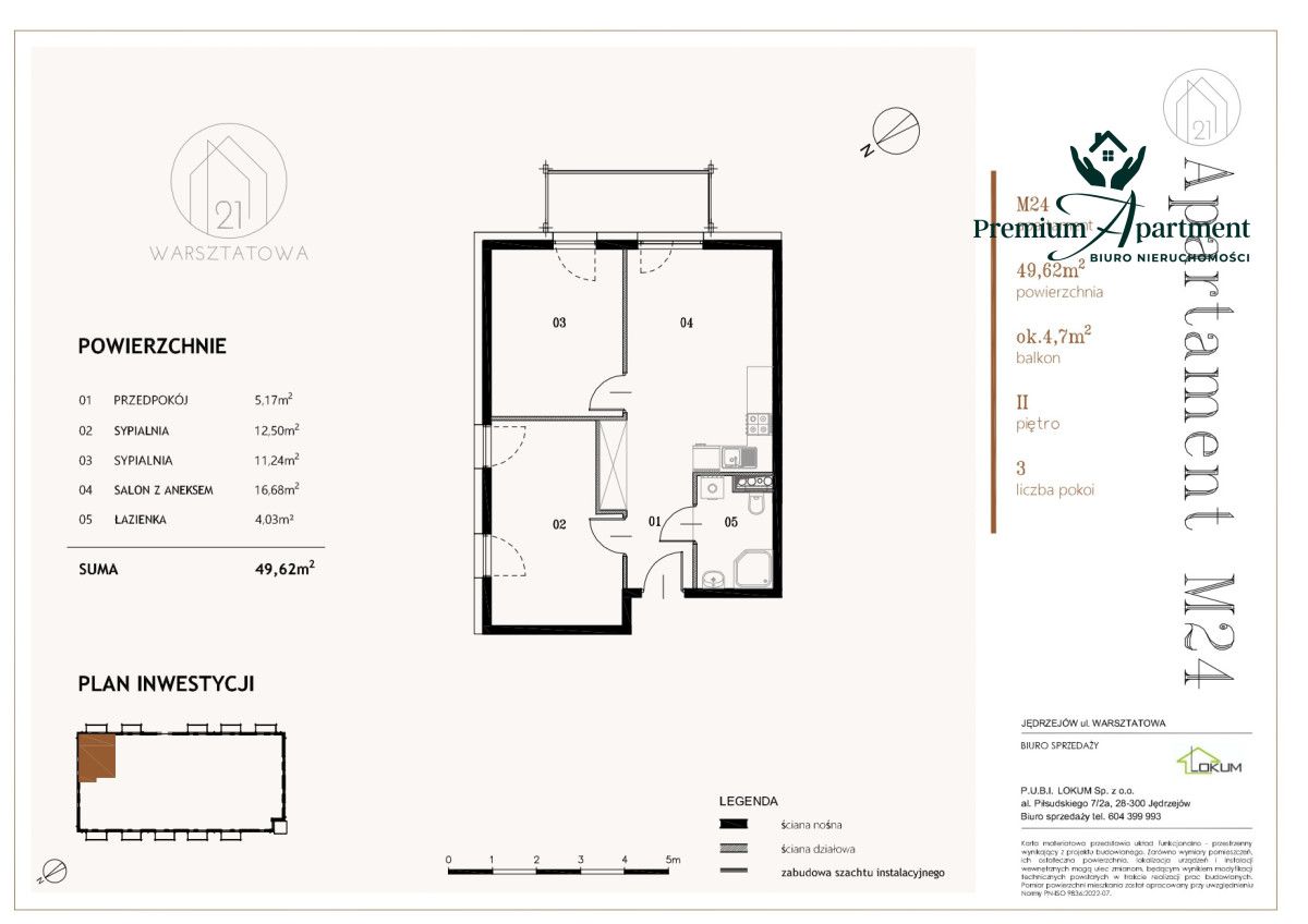 Mieszkanie 3-pokojowe Jędrzejów, ul. Warsztatowa