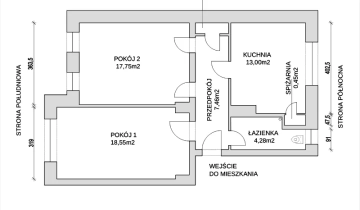Mieszkanie 2-pokojowe Wrocław Sępolno, ul. Marcina Kasprzaka