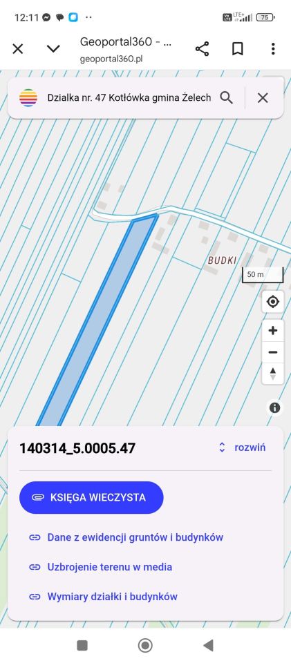 Działka rolno-budowlana Kotłówka Budki