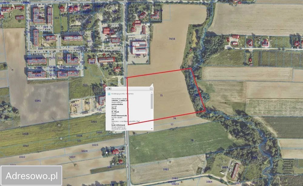 Działka rolna Płock Podolszyce, ul. Żyzna