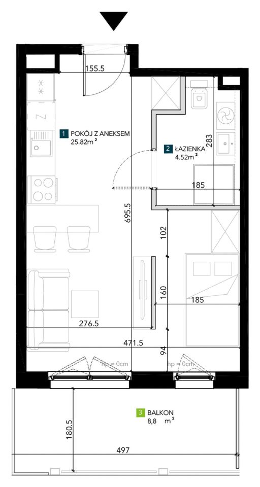 Mieszkanie 1-pokojowe Wrocław Krzyki, ul. Świeradowska. Zdjęcie 5