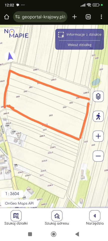 Działka rolna Służewo