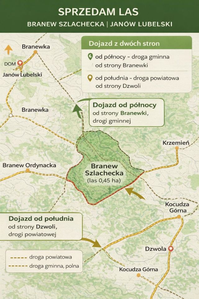 Działka leśna Branew Branew Szlachecka