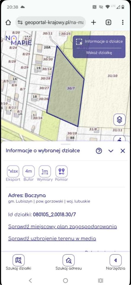Działka rolno-budowlana Baczyna, ul. Osiedle Młodych