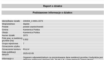 Działka rolno-budowlana Kamienica Polska, ul. Apteczna