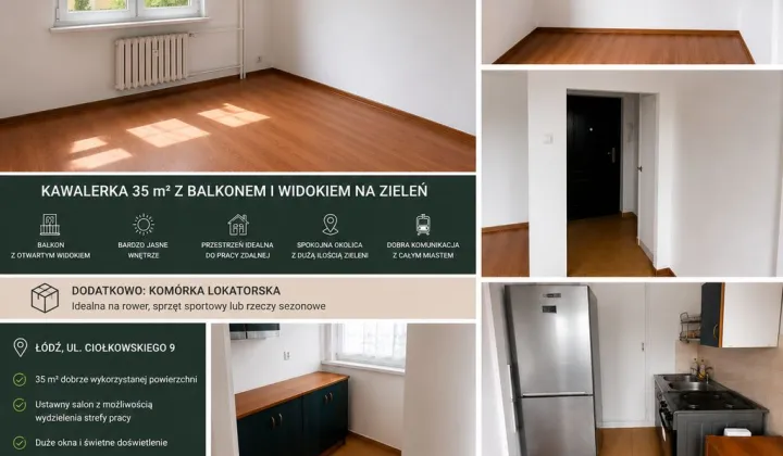 Mieszkanie 1-pokojowe Łódź Kurak, ul. Konstantego Ciołkowskiego