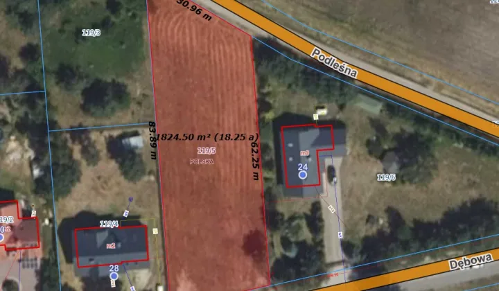 Działka budowlana Obręb, ul. Dębowa