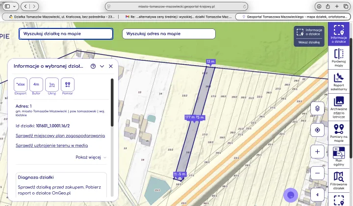 Działka rolna Tomaszów Mazowiecki Starzyce, ul. Krańcowa