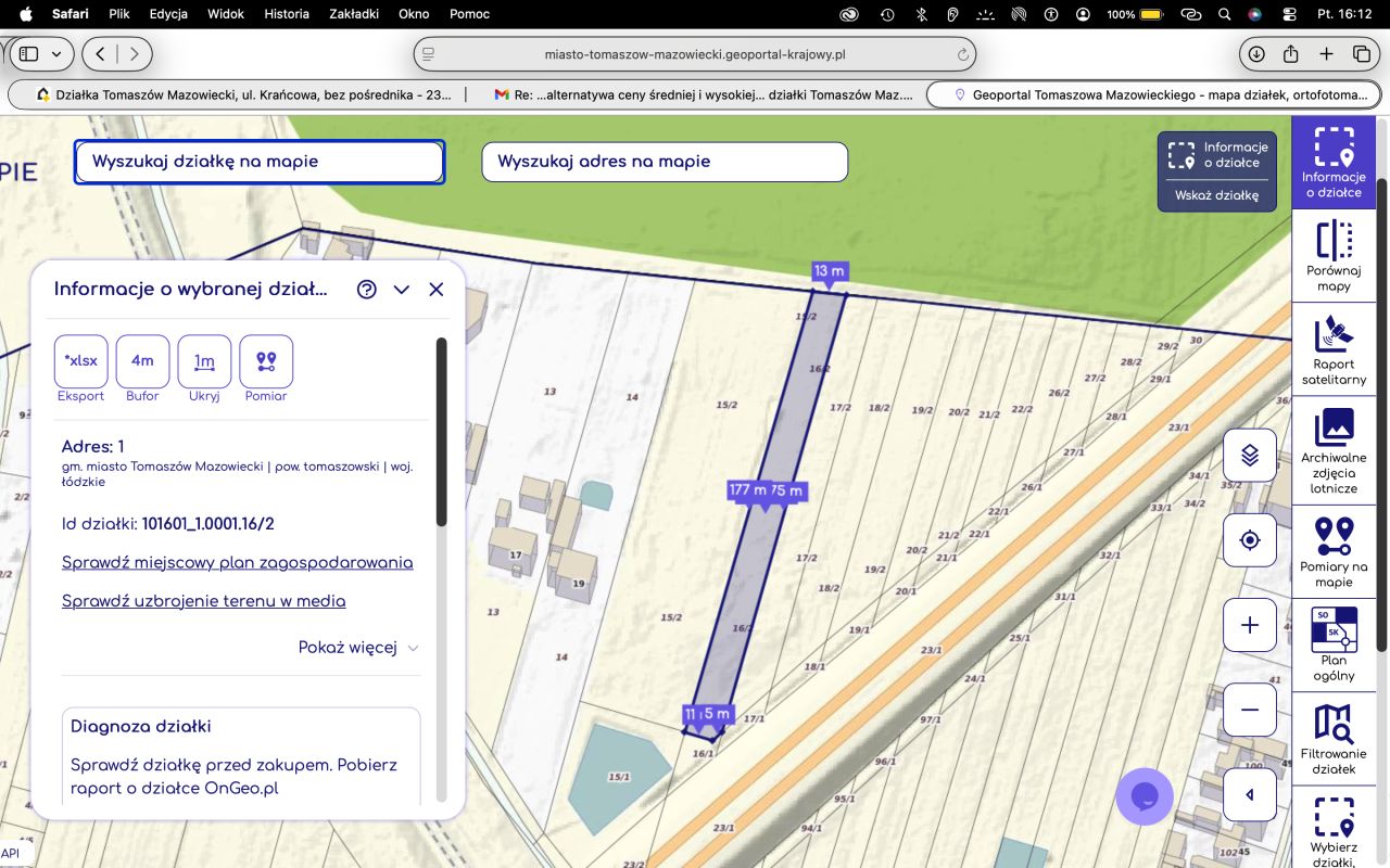 Działka rolna Tomaszów Mazowiecki Starzyce, ul. Krańcowa