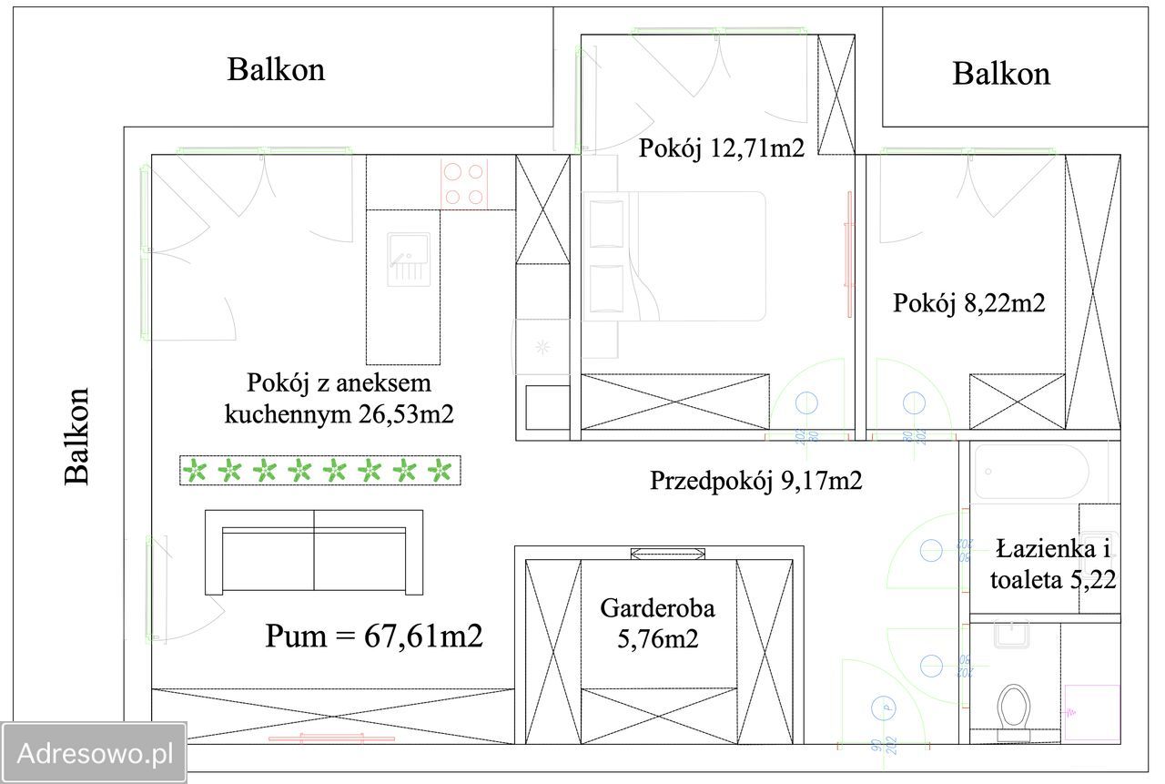 Mieszkanie 3-pokojowe Kraków Kliny, ul. Komuny Paryskiej. Zdjęcie 3