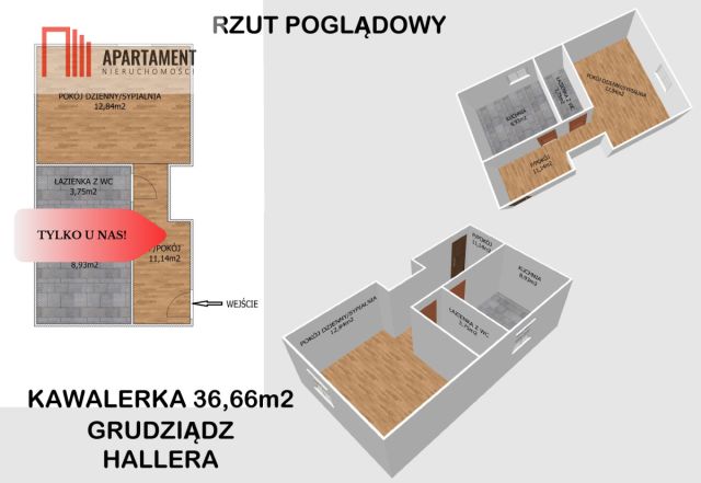 Mieszkanie 1-pokojowe Grudziądz. Zdjęcie 2