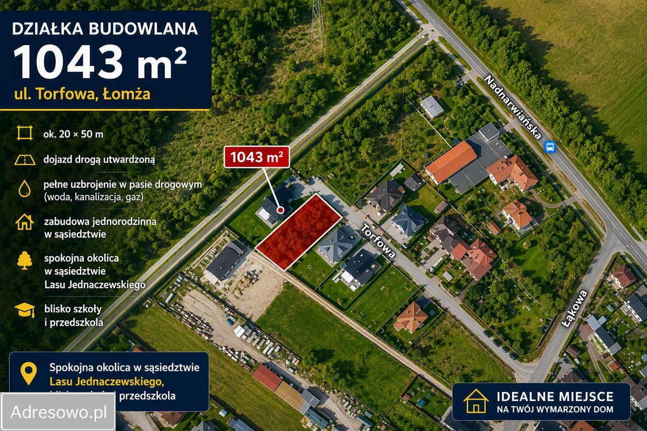 Działka budowlana Łomża, ul. Torfowa. Zdjęcie 1