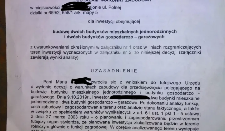 Działka budowlana Osusz