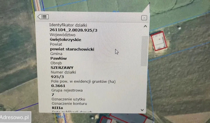 Działka budowlana Szerzawy