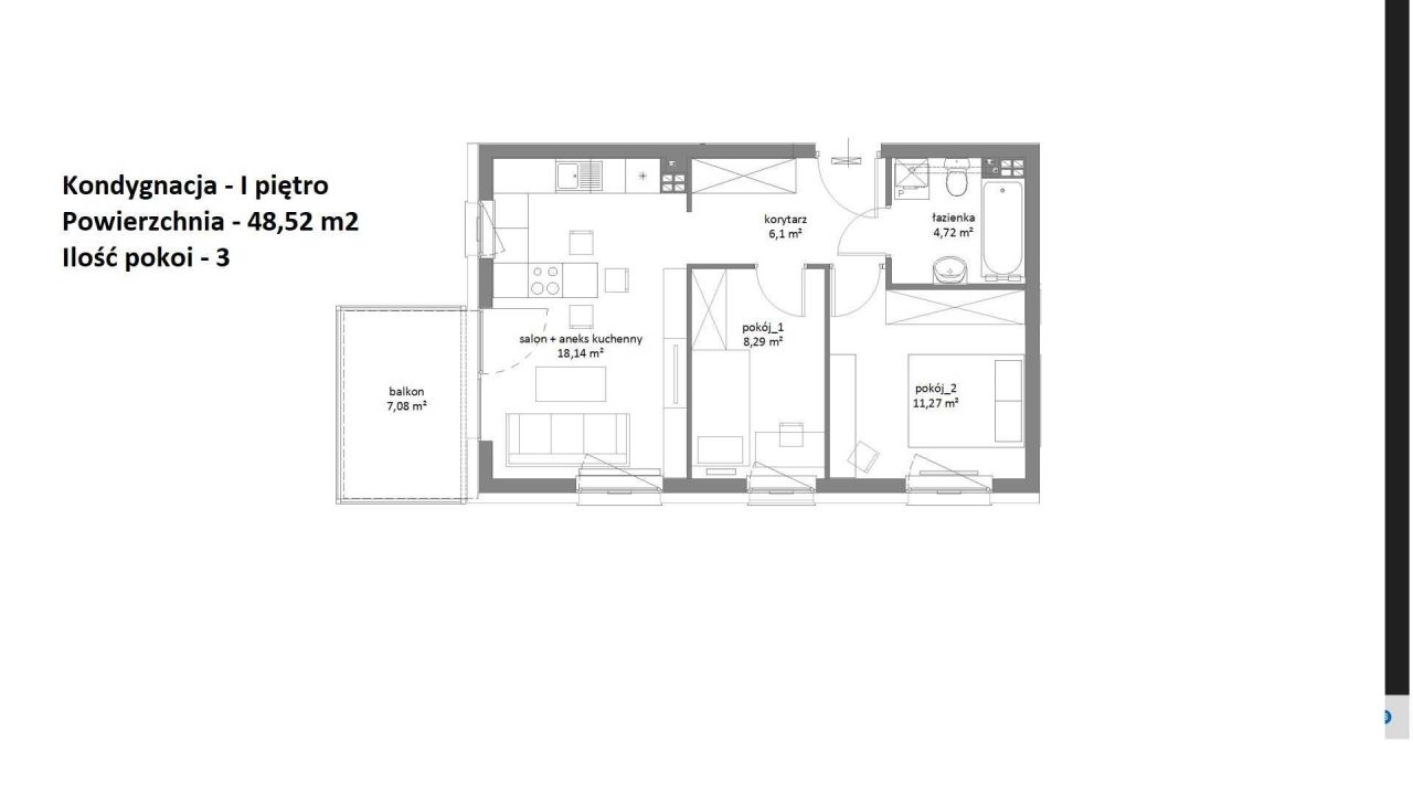Mieszkanie 3-pokojowe Garby. Zdjęcie 3