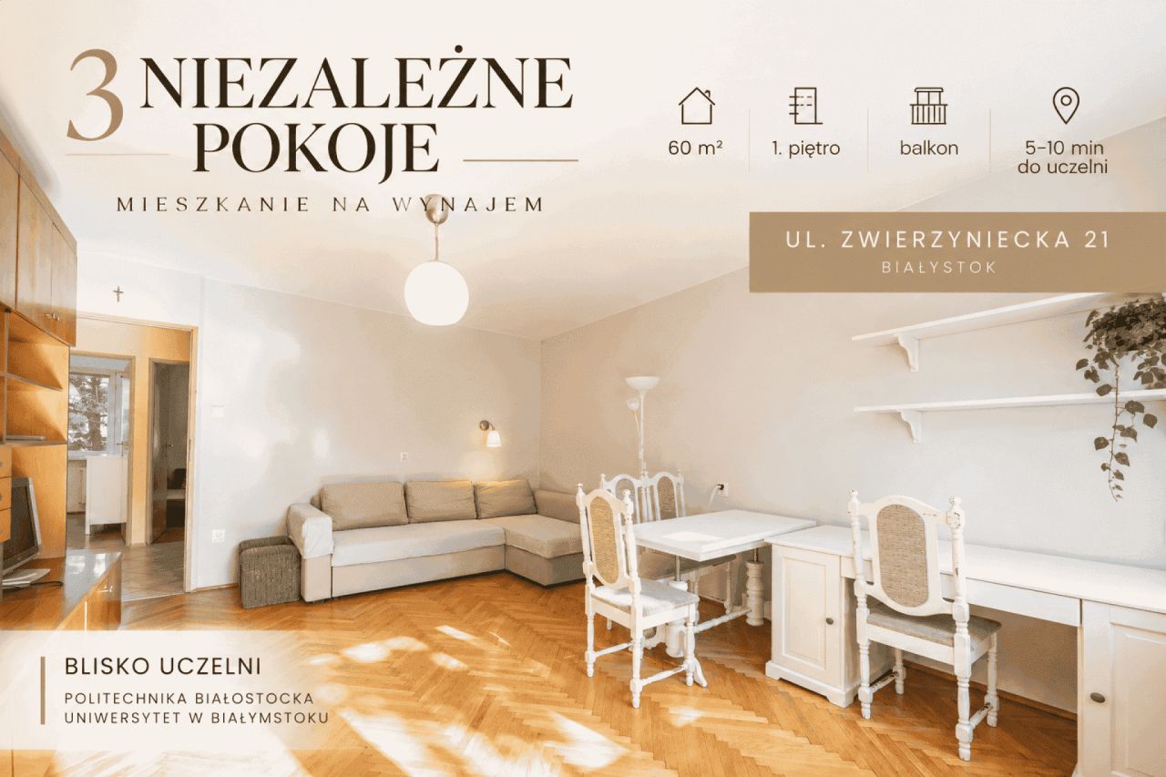 Mieszkanie do wynajęcia Białystok, ul. Zwierzyniecka 21 - 2 450 zł / miesiąc