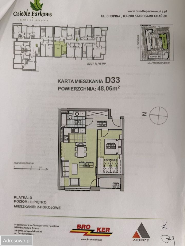 Mieszkanie 2-pokojowe Starogard Gdański Centrum, ul. Fryderyka Chopina. Zdjęcie 15