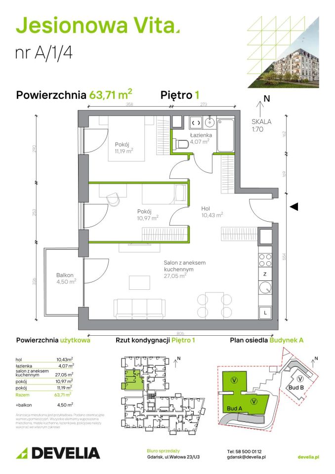 Mieszkanie 3-pokojowe Gdańsk Wrzeszcz, ul. Jesionowa. Zdjęcie 6