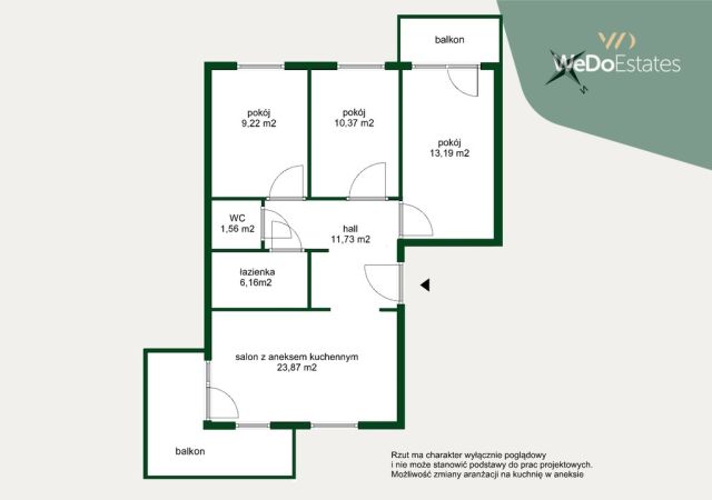 Mieszkanie 3-pokojowe Warszawa Ursynów, al. Komisji Edukacji Narodowej. Zdjęcie 2