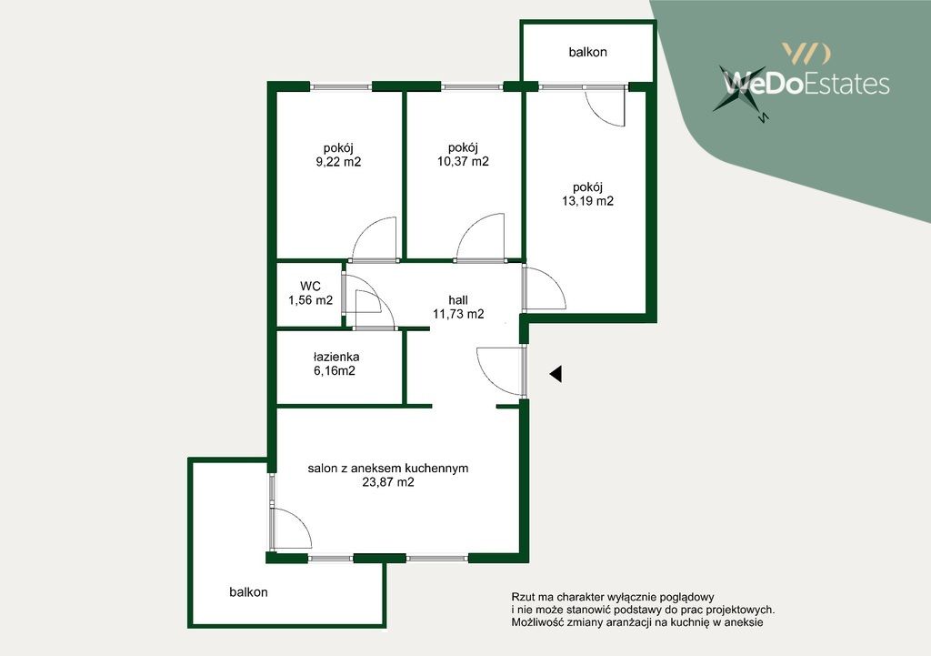 Mieszkanie 3-pokojowe Warszawa Ursynów, al. Komisji Edukacji Narodowej. Zdjęcie 2