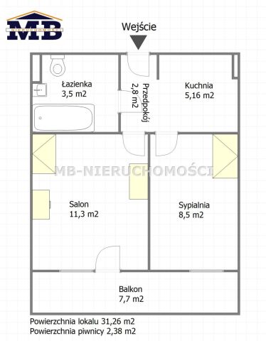 Mieszkanie 2-pokojowe Olsztyn Pieczewo, ul. Igora Sikiryckiego. Zdjęcie 15