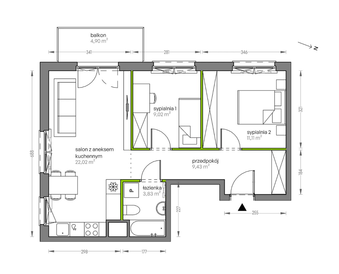Mieszkanie 3-pokojowe Kraków Płaszów, ul. Myśliwska. Zdjęcie 25