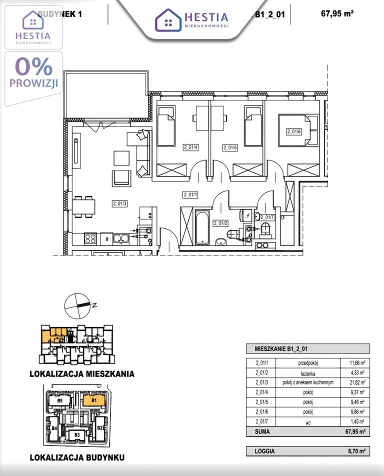 Mieszkanie 4-pokojowe Szczecin Bolinko, ul. Maksymiliana Golisza