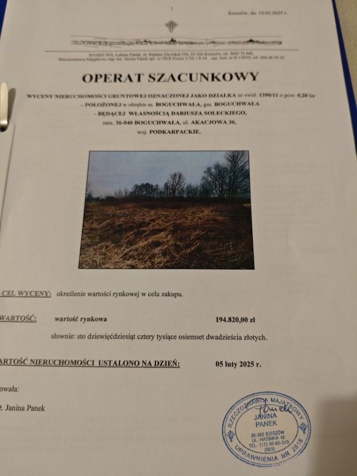 Działka budowlana Boguchwała. Zdjęcie 4