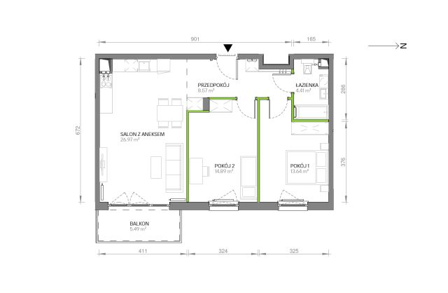 Mieszkanie 3-pokojowe Gdańsk Chełm, ul. Ptasia. Zdjęcie 7