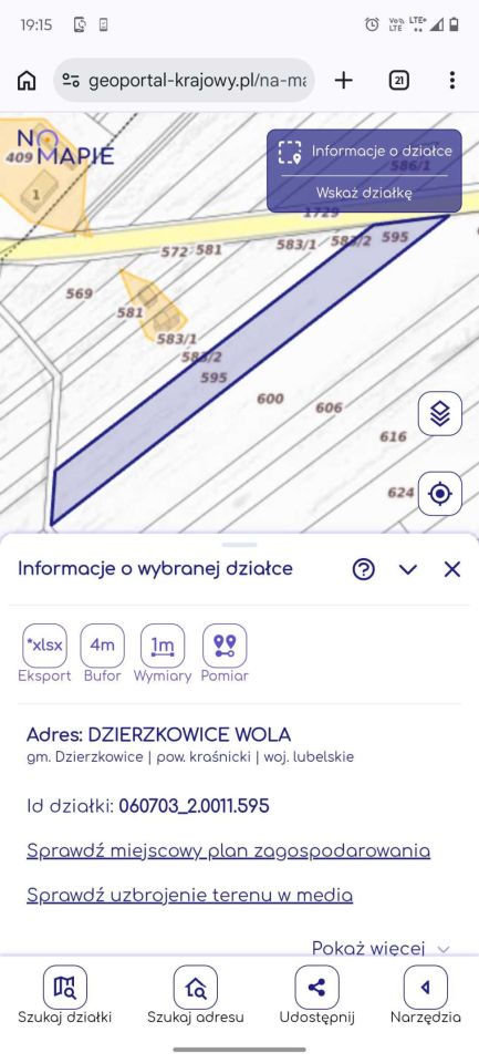 Działka rolno-budowlana Dzierzkowice-Wola. Zdjęcie 7
