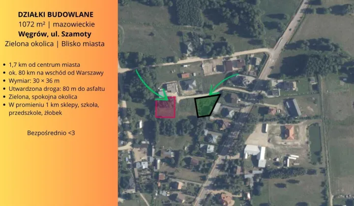 Działka budowlana Węgrów, ul. Karola Szamoty