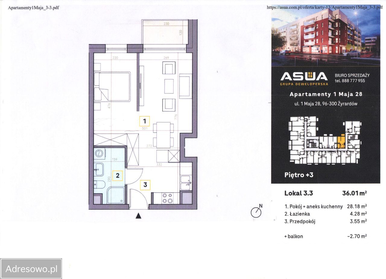 Mieszkanie 2-pokojowe Żyrardów, ul. 1 Maja