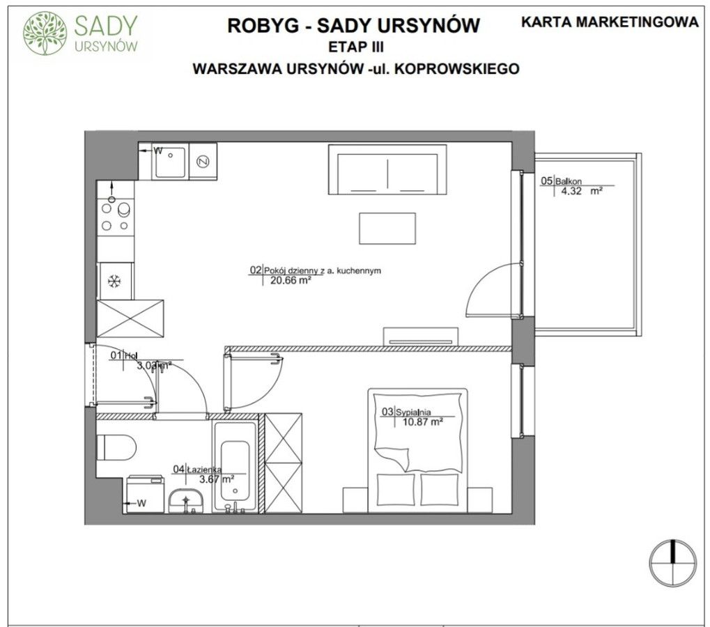 Mieszkanie 2-pokojowe Warszawa Ursynów, ul. Hilarego Koprowskiego. Zdjęcie 8