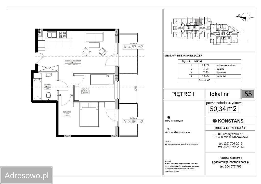 Mieszkanie 3-pokojowe Mińsk Mazowiecki, ul. Warszawska. Zdjęcie 8