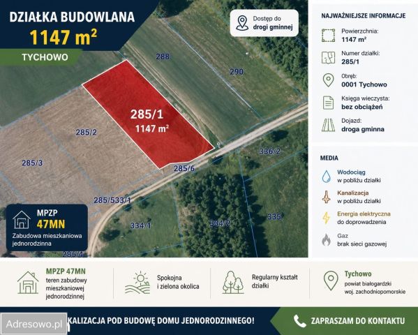 Działka budowlana Tychowo. Zdjęcie 1