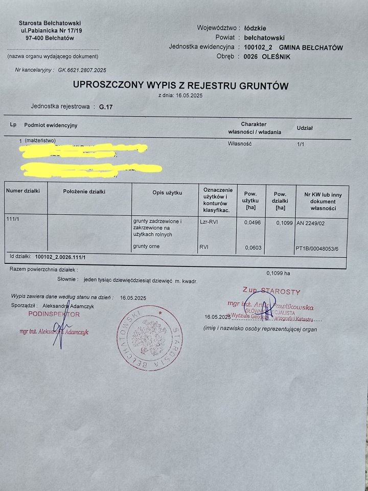 Działka rolna Oleśnik