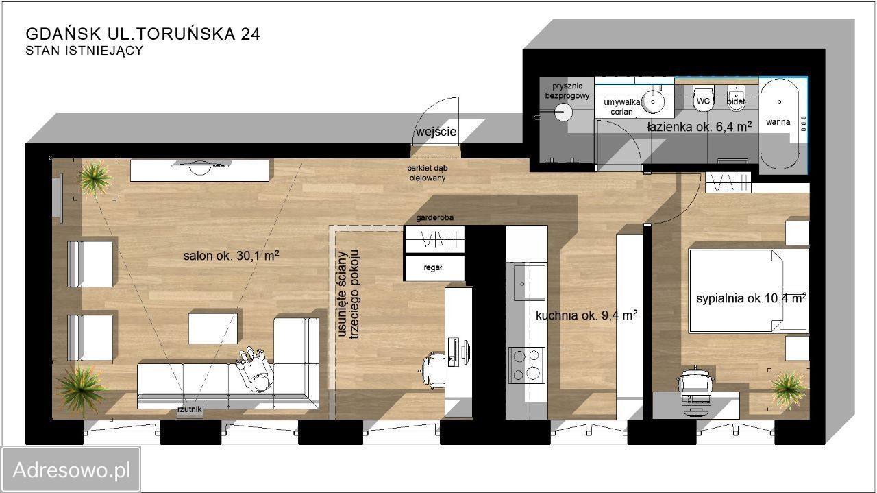 Mieszkanie 2-pokojowe Gdańsk Śródmieście, ul. Toruńska. Zdjęcie 18