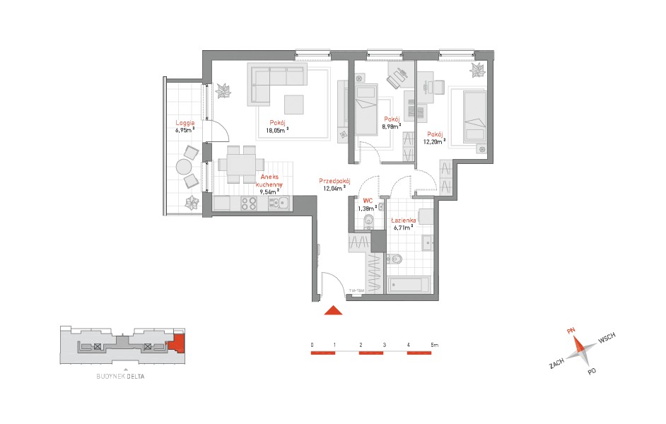 Mieszkanie 3-pokojowe Gdańsk Zaspa, al. Jana Pawła II . Zdjęcie 8