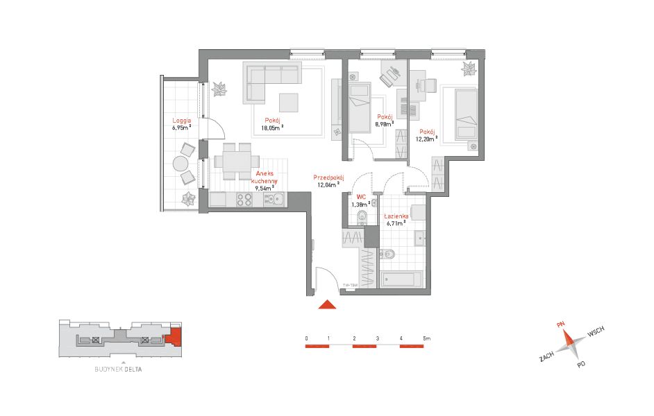Mieszkanie 3-pokojowe Gdańsk Zaspa, al. Jana Pawła II . Zdjęcie 8