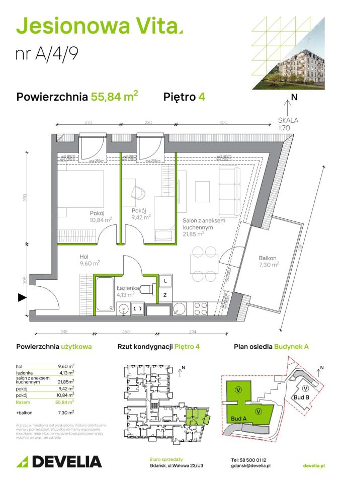 Mieszkanie 3-pokojowe Gdańsk Wrzeszcz, ul. Jesionowa. Zdjęcie 6