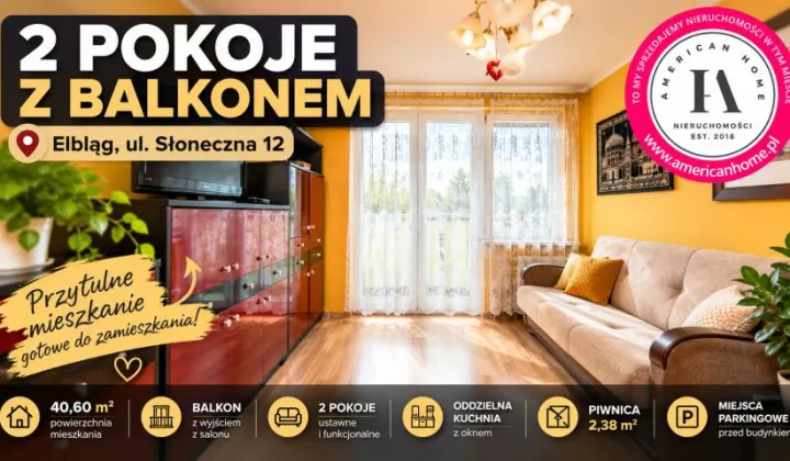 Mieszkanie 2-pokojowe Elbląg, ul. Słoneczna