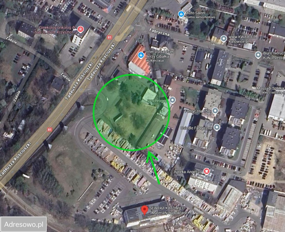 Działka inwestycyjna Katowice, ul. Tadeusza Kościuszki