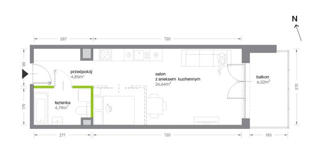 Mieszkanie 1-pokojowe Kraków Krowodrza, ul. Żabiniec. Zdjęcie 7