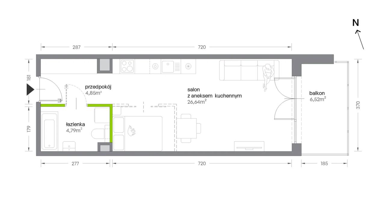 Mieszkanie 1-pokojowe Kraków Krowodrza, ul. Żabiniec. Zdjęcie 7