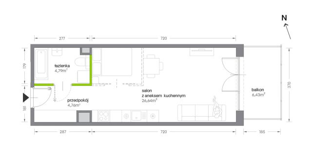 Mieszkanie 1-pokojowe Kraków Krowodrza, ul. Żabiniec. Zdjęcie 7