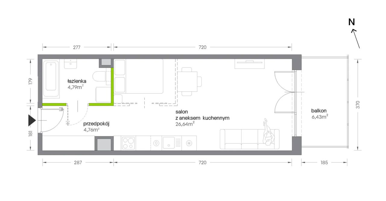 Mieszkanie 1-pokojowe Kraków Krowodrza, ul. Żabiniec. Zdjęcie 7