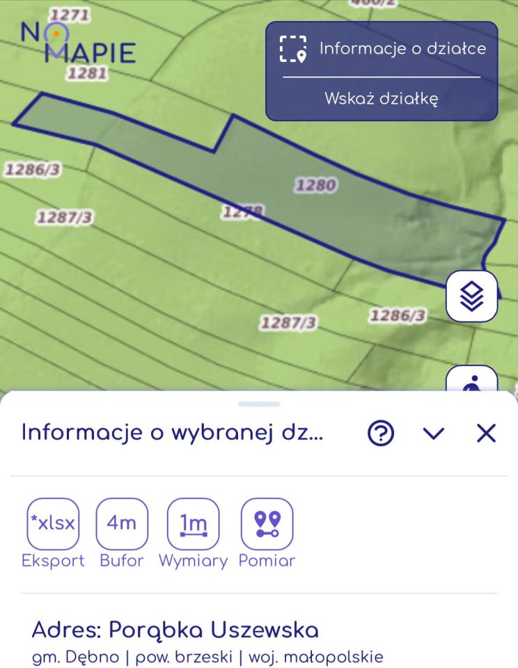 Działka leśna Porąbka Uszewska